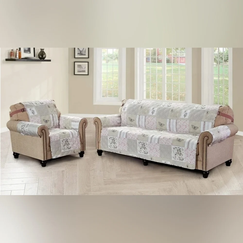 Brilliant Sunshine Cupid and Rose Patchwork Quiltef Loveseat Slipcover